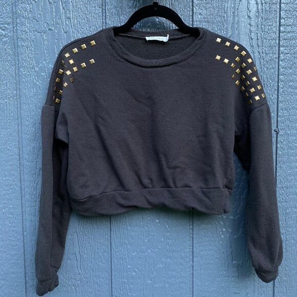 Chloe & Katie Crop Brown Sweatshirt Size M - Picture 1 of 9